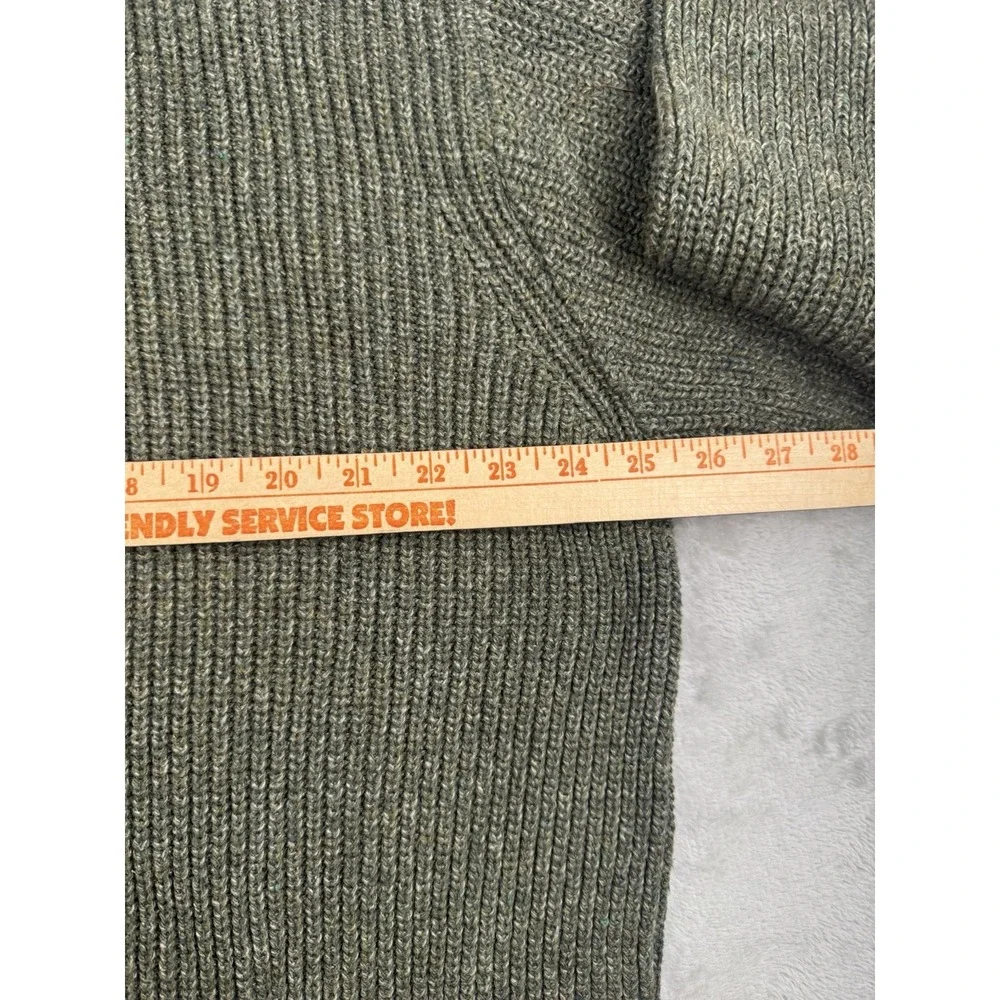 Eddie Bauer Mens LRG Olive Green Rib Knit 1/4 Zip Sweater USA Made‎ Cotton Blend